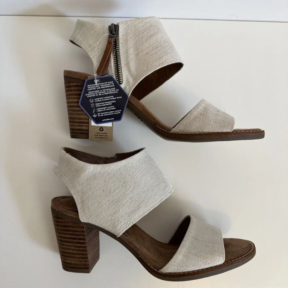 NWT TOMS Majorca Cutout Sandal -Natural Yarn Dye Cottagecore Modest Chic Comfort